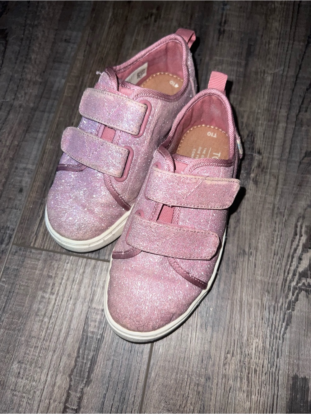 Toms Glitter Pink Hook-and-Loop Sneakers